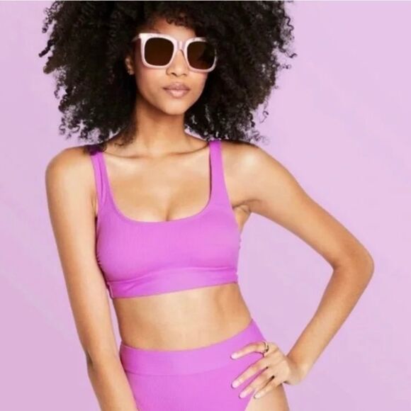 Stoney Clover Lane Other - Stoney Clover Purple Women’s Bikini Top, Size xxs, Ribbed Swim Top,‎ new